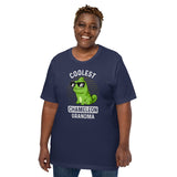 Coolest Chameleon Grandma T-Shirt - Lizard Addiction & Charms Shirt - Gift for Reptile Grandma & Pet Lover - Amphibians, Lacertilia Tee - Navy, Plus Size