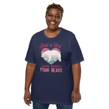 Polar Bear T-Shirt - Just A Girl Who Loves Polar Bears Shirt - Arctic Sea Bear, Marine Mammal Shirt - Gift for Polar Bear Lovers - Navy, Plus Size