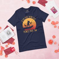 Fishing & PFG Shirt - Gift for Fisherman - Performance Fishing Shirt - If The Fish Won't Bite Force Feed 'Em Retro Aesthetic Shirt - Navy