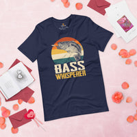 Fishing & PFG T-Shirt - Gift for Fisherman - Bass Masters & Pros Shirt - Flying Fishing Shirt - Bass Whisperer Retro Aesthetic Shirt - Navy