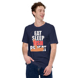 Fishing & PFG T-Shirt - Gift for Fisherman - Bass Masters & Pros Shirt - MLF Fly Fishing Shirt - Eat Sleep Fish Repeat Shirt - Navy