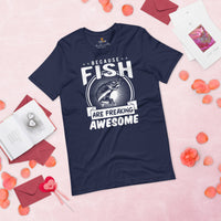 Fishing & PFG T-Shirt - Gift for Fisherman - Bass Masters & Pros Shirt - Fly Fishing Shirt - Because Fish Are Freaking Awesome Shirt - Navy