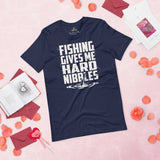 Fishing & PFG T-Shirt - Gift for Fisherman - Bass Masters & Pros Shirt - MLF Fly Fishing Shirt - Fishing Gives Me Hard Nibbles Shirt - Navy