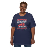 Crawfish, Crayfish, Crawdad & Lobster T-Shirt - Fishing & PFG Tee - Gift for Fisherman - Feed Me Crawfish And Tell Me I'm Pretty Shirt - Navy, Plus Size