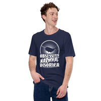 Narwhal, Unicorn Of The Sea T-Shirt - Gift for Narwhal Lovers & Environment Activists - Obsessive Narwhal Disorder Shirt - Navy