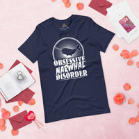 Narwhal, Unicorn Of The Sea T-Shirt - Gift for Narwhal Lovers & Environment Activists - Obsessive Narwhal Disorder Shirt - Navy