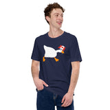 Silly Goose Video Game T-Shirt - Christmas Gaming Gift For Him & Her, Gamer - Geese Merch - Silly Goose Carrying Canada Flag Shirt - Navy