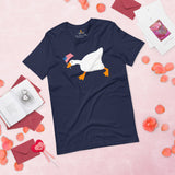 Funny Silly Goose Video Game T-Shirt - Christmas Gaming Gift For Him & Her, Gamer - Geese Merch - Silly Goose Carrying US Flag Shirt - Navy