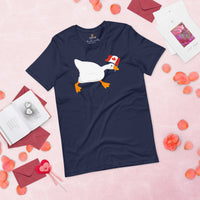 Silly Goose Video Game T-Shirt - Christmas Gaming Gift For Him & Her, Gamer - Geese Merch - Silly Goose Carrying Canada Flag Shirt - Navy