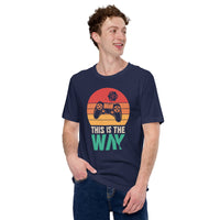 Funny Video Game T-Shirt - Christmas Gaming Gift Ideas For His & Her, A Typical Gamer & Game Lovers - Retro This Is The Way Shirt - Navy