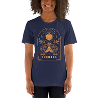 DnD & RPG Games T-Shirt - Gaming Gift Ideas for Her, Typical Gamers & Game Lovers - D&D Dice, Moon Phases & Butterfly Geometric Shirt - Navy