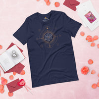DnD & RPG Games T-Shirt - Christmas Gaming Gift Ideas for Her, Typical Gamers & Tarot Lovers - Artistic Geometric D&D Dice Shirt - Navy