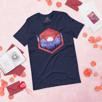 DnD & RPG Games T-Shirt - Xmas Gaming Gift for Him & Her, Typical Gamers & Game Lovers - Retro Upside Down Sunset Inside D&D Dice Shirt - Navy