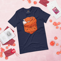 DnD & RPG Games T-Shirt - Gaming Gift for Him & Her, Typical Gamers & Fox Lovers - Game Day Tee - Adorable Napping Fox D&D Geeky Shirt - Navy