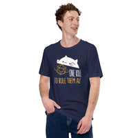 Funny DnD & RPG Games T-Shirt - Gaming Gift Ideas for Him & Her, Typical Gamers & Bongo Cat Lovers - One Roll To Rule Them All Shirt - Navy