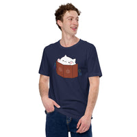 Funny DnD & RPG Games T-Shirt - Xmas Gaming Gift Ideas for Him & Her, Typical Gamers & Cat Lovers - Cute Glitch Bongo Cat D&D Shirt - Navy