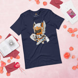 Funny DnD & RPG Games T-Shirt - Gaming Gift Ideas for Him & Her, Typical Gamers & Weiner Dog Lovers - Cute Paladin Dachshund D&D Shirt - Navy
