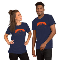 Chicago Football Fanatic Vintage Graphic T-Shirt: Ideal Gifts for Football Fans - Game Day Shirt - Chicago Skyline Bear Themed Shirt - Navy,  Unisex