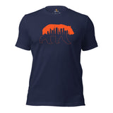 Chicago Football Fanatic Vintage Graphic T-Shirt: Ideal Gifts for Football Fans - Game Day Shirt - Chicago Skyline Bear Themed Shirt - Navy