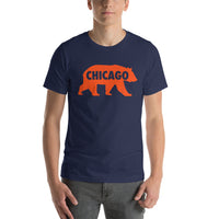 Chicago Football Fanatic Vintage Graphic T-Shirt: Retro Style, Ideal Gifts for Football Fans - Game Day Shirt - Retro Bear Shirt - Navy, Men