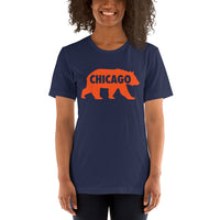 Chicago Football Fanatic Vintage Graphic T-Shirt: Retro Style, Ideal Gifts for Football Fans - Game Day Shirt - Retro Bear Shirt - Navy, Women