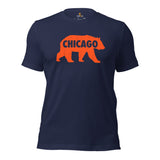 Chicago Football Fanatic Vintage Graphic T-Shirt: Retro Style, Ideal Gifts for Football Fans - Game Day Shirt - Retro Bear Shirt - Navy