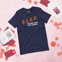 Chicago Football Fanatic Vintage Graphic T-Shirt: Ideal Gifts for Football Fans - Game Day Shirt - Bear To Keep Kids Off Cheese Shirt - Navy