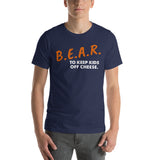 Chicago Football Fanatic Vintage Graphic T-Shirt: Ideal Gifts for Football Fans - Game Day Shirt - Bear To Keep Kids Off Cheese Shirt - Navy, Men