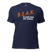Chicago Football Fanatic Vintage Graphic T-Shirt: Ideal Gifts for Football Fans - Game Day Shirt - Bear To Keep Kids Off Cheese Shirt - Navy