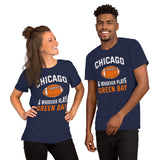 Chicago Football Fanatic Vintage Graphic T-Shirt: Gifts for Football Fans - Game Day Shirt - Chicago & Whoever Plays Green Bay Shirt - Navy, Unisex