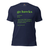 Seattle Football Fanatic Vintage Graphic T-Shirt: Ideal Gifts for Football Fans - Game Day Shirt - Funny Go Hawks Definition Shirt - Navy