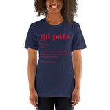 Massachuset Football Fanatic Vintage Graphic T-Shirt: Ideal Gifts for Football Fans - Game Day Shirt - Funny Go Pats Definition Shirt - Navy, Women