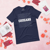 Cougars Mascot T-Shirt - Football Fanatic Vintage Graphic Shirt: Retro Style, Ideal Gifts for Football Fans & Supporters - Game Day Tee - Navy