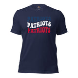 Patriots Mascot T-Shirt - Football Fanatic Vintage Graphic Shirt: Ideal Gifts for Football Fans & Supporters - Retro Style Game Day Tee - Navy