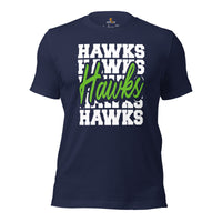 Hawks Mascot T-Shirt - Football Fanatic Vintage Graphic Shirt: Retro Style, Ideal Gifts for Football Fans & Supporters - Game Day Shirt - Navy