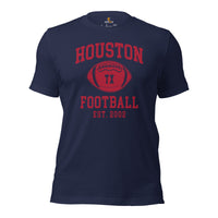 Houston Est.2002 T-Shirt - Football Fanatic Vintage Graphic Shirt: Retro Style, Ideal Gifts for Football Fans - Game Day Shirt - Navy