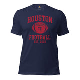 Houston Est.2002 T-Shirt - Football Fanatic Vintage Graphic Shirt: Retro Style, Ideal Gifts for Football Fans - Game Day Shirt - Navy