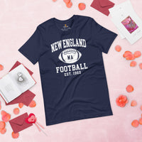 New England Est.1960 T-Shirt - Football Fanatic Vintage Graphic Shirt: Retro Style, Ideal Gifts for Football Fans - Game Day Shirt - Navy