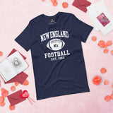 New England Est.1960 T-Shirt - Football Fanatic Vintage Graphic Shirt: Retro Style, Ideal Gifts for Football Fans - Game Day Shirt - Navy