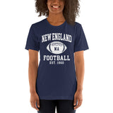 New England Est.1960 T-Shirt - Football Fanatic Vintage Graphic Shirt: Retro Style, Ideal Gifts for Football Fans - Game Day Shirt - Navy, Women