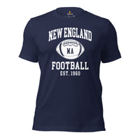 New England Est.1960 T-Shirt - Football Fanatic Vintage Graphic Shirt: Retro Style, Ideal Gifts for Football Fans - Game Day Shirt - Navy