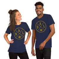 Baltimore Football Emblem Fanatic Vintage Graphic T-Shirt: Retro Style, Ideal Gifts for Him & Her, Football Fans - Game Day Shirt - Navy, Unisex