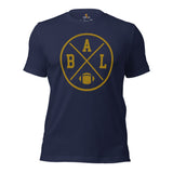 Baltimore Football Emblem Fanatic Vintage Graphic T-Shirt: Retro Style, Ideal Gifts for Him & Her, Football Fans - Game Day Shirt - Navy