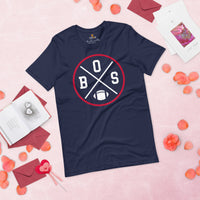 Boston Football Emblem Fanatic Vintage Graphic T-Shirt: Retro Style, Ideal Gifts for Him & Her, Football Fans - Game Day Shirt - Navy
