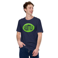 Seattle Football Fanatic Vintage Graphic T-Shirt: Gift Ideas for Him & Her, Football Fans - Retro Style Game Day Shirt - Navy