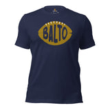 Baltimore Football Fanatic Vintage Graphic T-Shirt: Gift Ideas for Him & Her, Football Fans - Game Day Retro Style Shirt - Navy