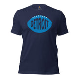 Detroit, Michigan Football Fanatic Vintage Graphic T-Shirt: Gift Ideas for Him & Her, Football Fans - Retro Style Game Day Shirt - Navy