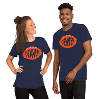 Denver, Colorado Football Fanatic Vintage Graphic T-Shirt: Gift Ideas for Him & Her, Football Fans - Retro Style Game Day Shirt - Navy, Unisex