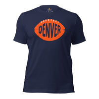 Denver, Colorado Football Fanatic Vintage Graphic T-Shirt: Gift Ideas for Him & Her, Football Fans - Retro Style Game Day Shirt - Navy