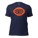 Denver, Colorado Football Fanatic Vintage Graphic T-Shirt: Gift Ideas for Him & Her, Football Fans - Retro Style Game Day Shirt - Navy